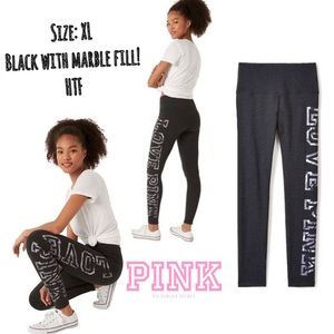 RARE💕VS PINK BLACK GREY MARBLE FILL LOGO COTTON LEGGINGS